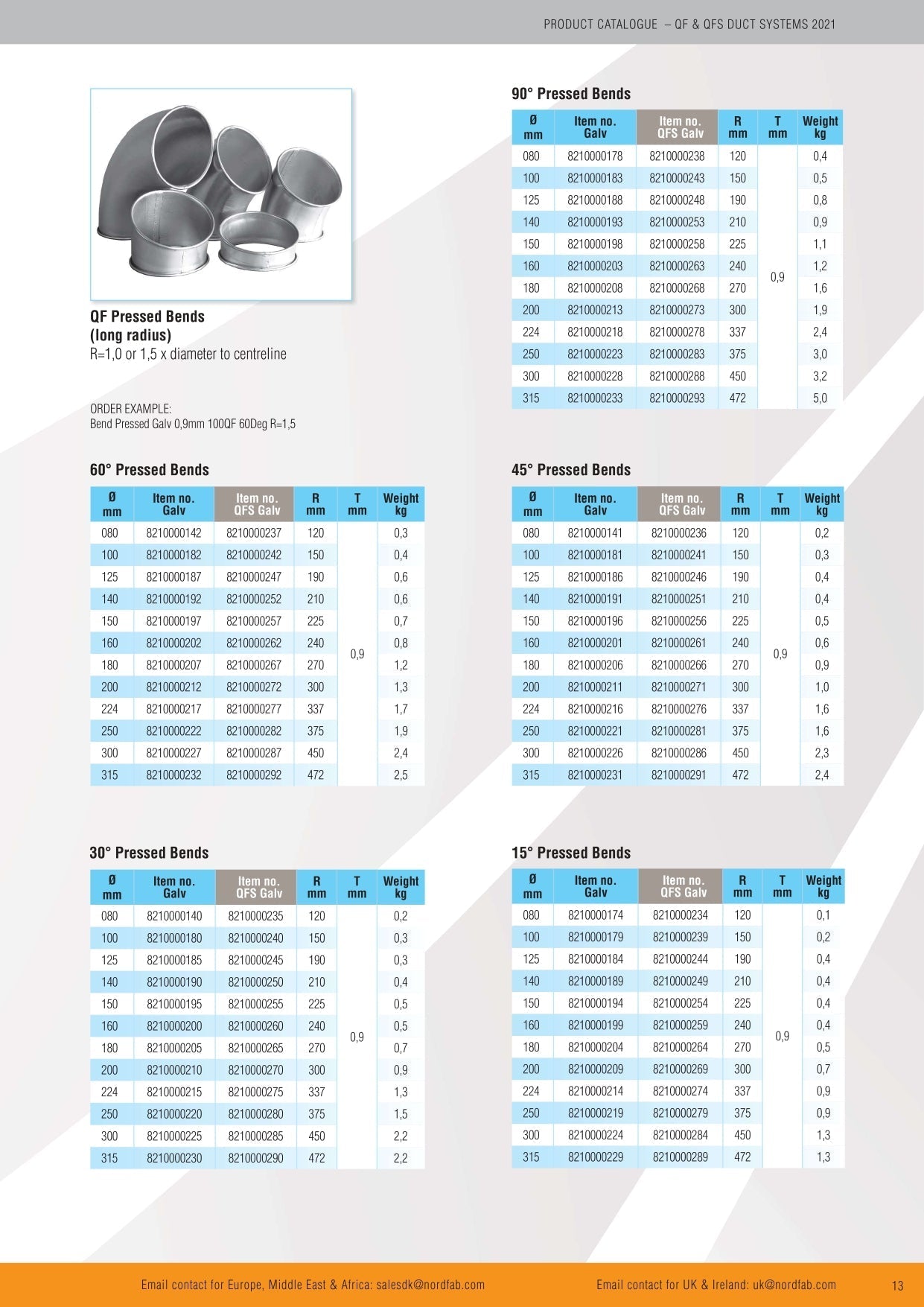 Quick-Fit Pressed Bend – Galvanised – Nordfab