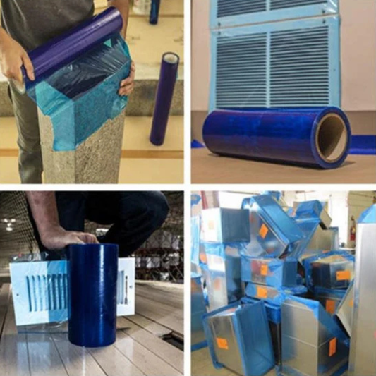 Self-Adhesive Protective Blue Film Roll for Ductwork – 600mm x 100m (Ducting Supplies)