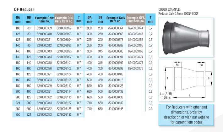 Quick-Fit Reducer – Main Duct – Galvanised – Nordfab